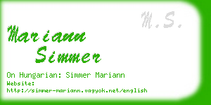 mariann simmer business card